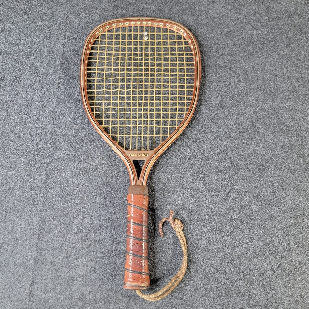 Leach Graphite Leather Wrapped Racquetball Racquet -18.5" X 7.75" Vintage GC